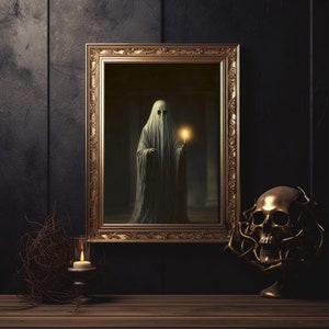 Ghost Holding A Candle Halloween Decor Digital Art Poster - Etsy