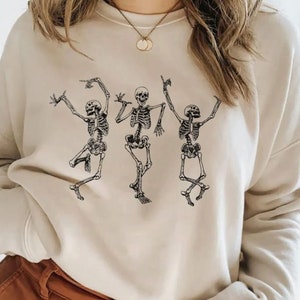 Fall Shirt, Dancing Skeleton Shirt, Happy Halloween crewneck, Halloween Tee sweatshirt, halloween costume shirt, womens halloween shirt gift