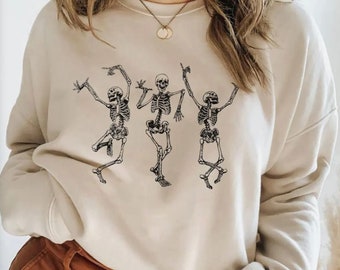 Fall Shirt, Dancing Skeleton Shirt, Happy Halloween crewneck, Halloween Tee sweatshirt, halloween costume shirt, womens halloween shirt gift