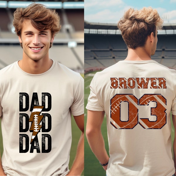Custom Football Dad Shirt, Dad Football Tee, Sports Dad Shirt for Him, Father Football Gift from Kids, Game Day Mens Football Shirt
