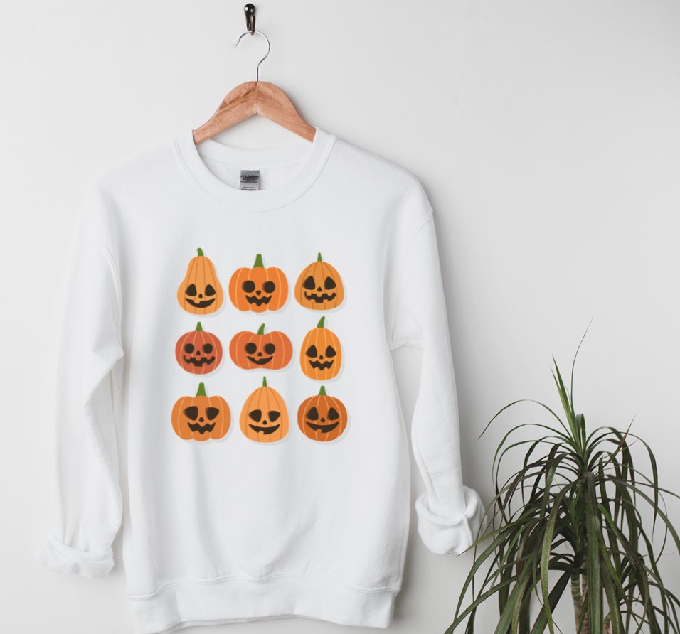 Discover Pumpkin faces Shirt, cute Halloween Sweatshirt, women's Fall Sweatshirt, womens fall shirt, Jack-o-Lantern Sweatshirt, Fall Sweater