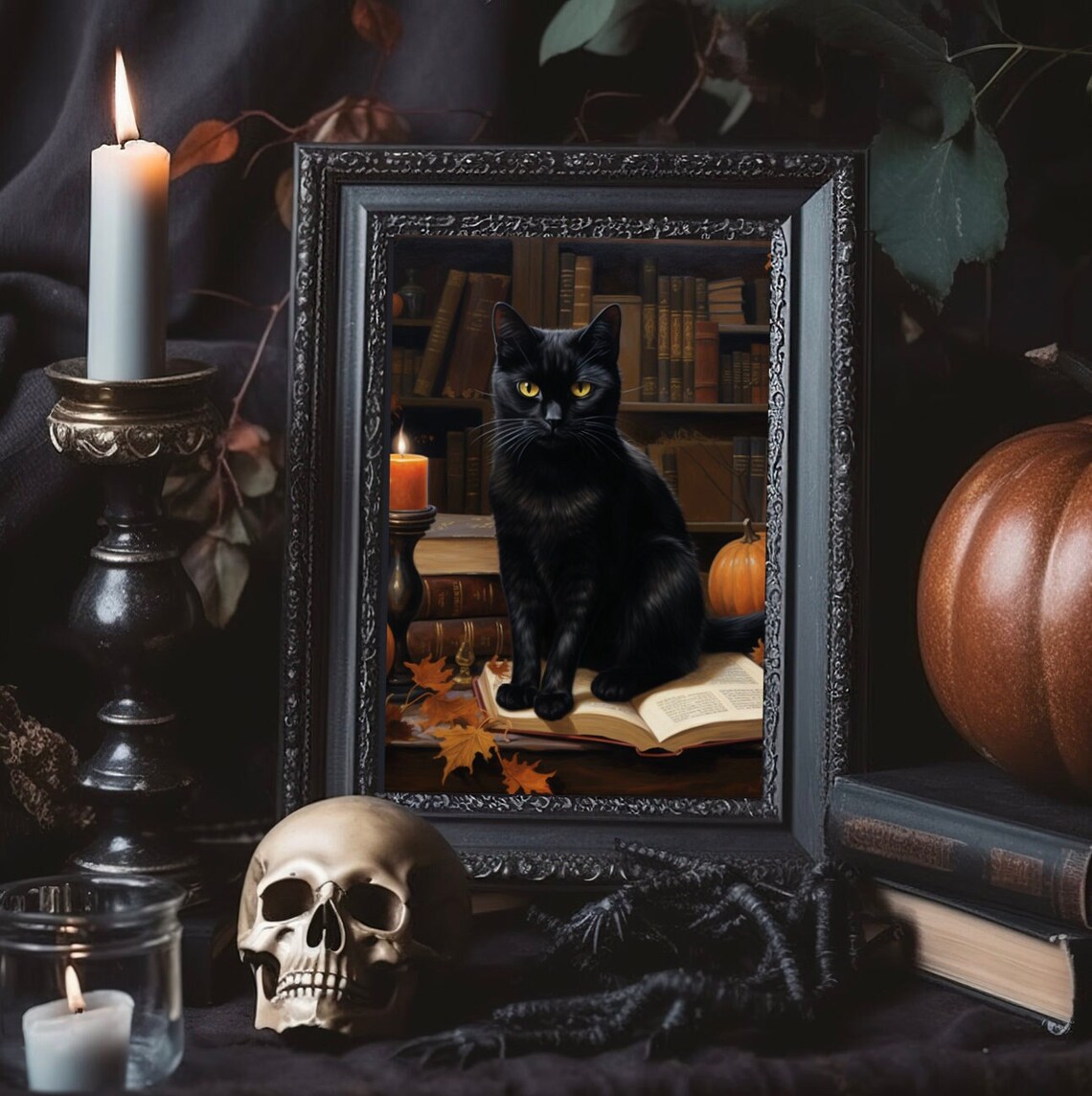 cool halloween decor ideas black cat halloween wall art