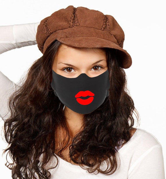 Custom Face Masks Red Lips Kiss Symbol Handmade Face Covers Etsy