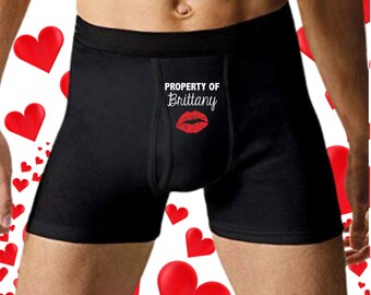 Benutzerdefinierte Boxer Valentinstag Geschenk für ihn, personalisierte Unterwäsche Geschenk für Freund, Ehemann Valentinstag Geschenk, lustige Männer Boxer Valentinstag