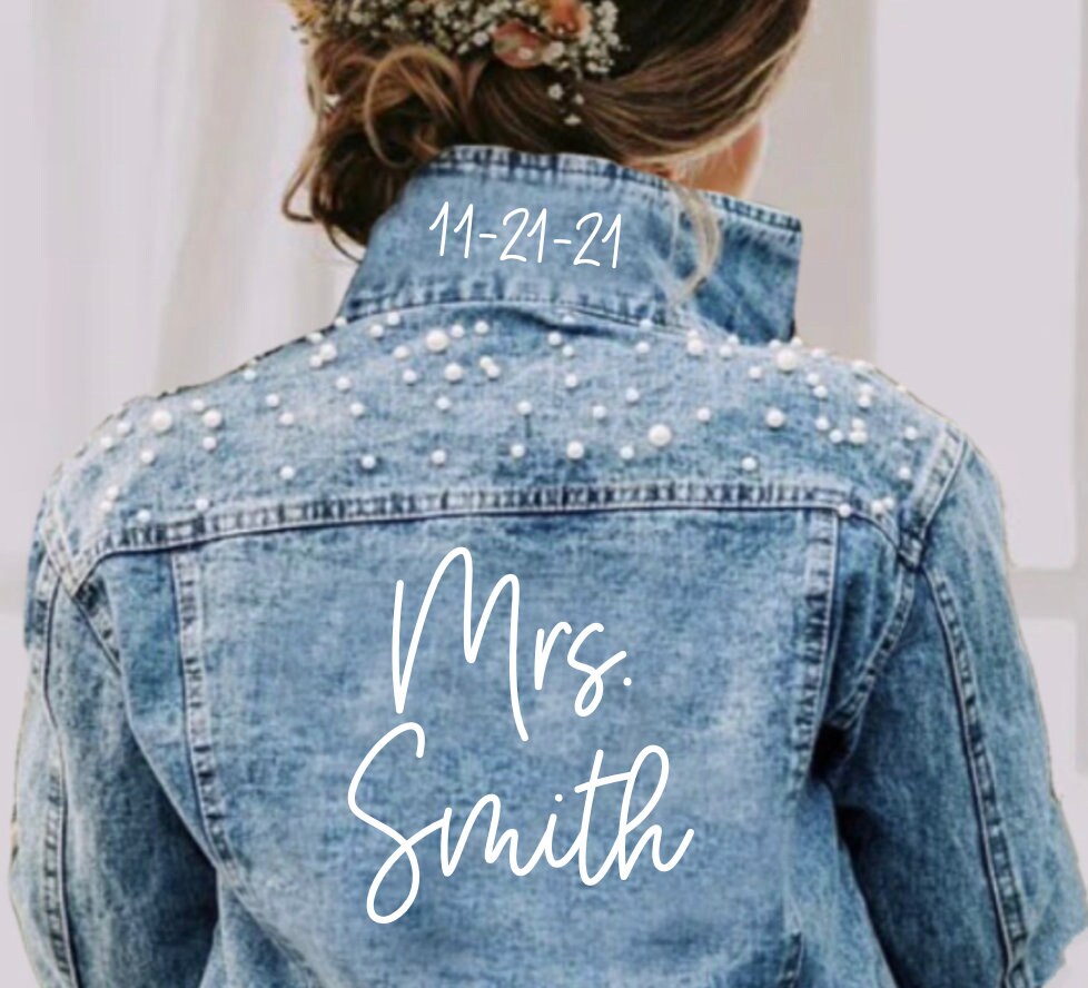 Bride Gift Pearl Jean Jacket Bride Jean 
