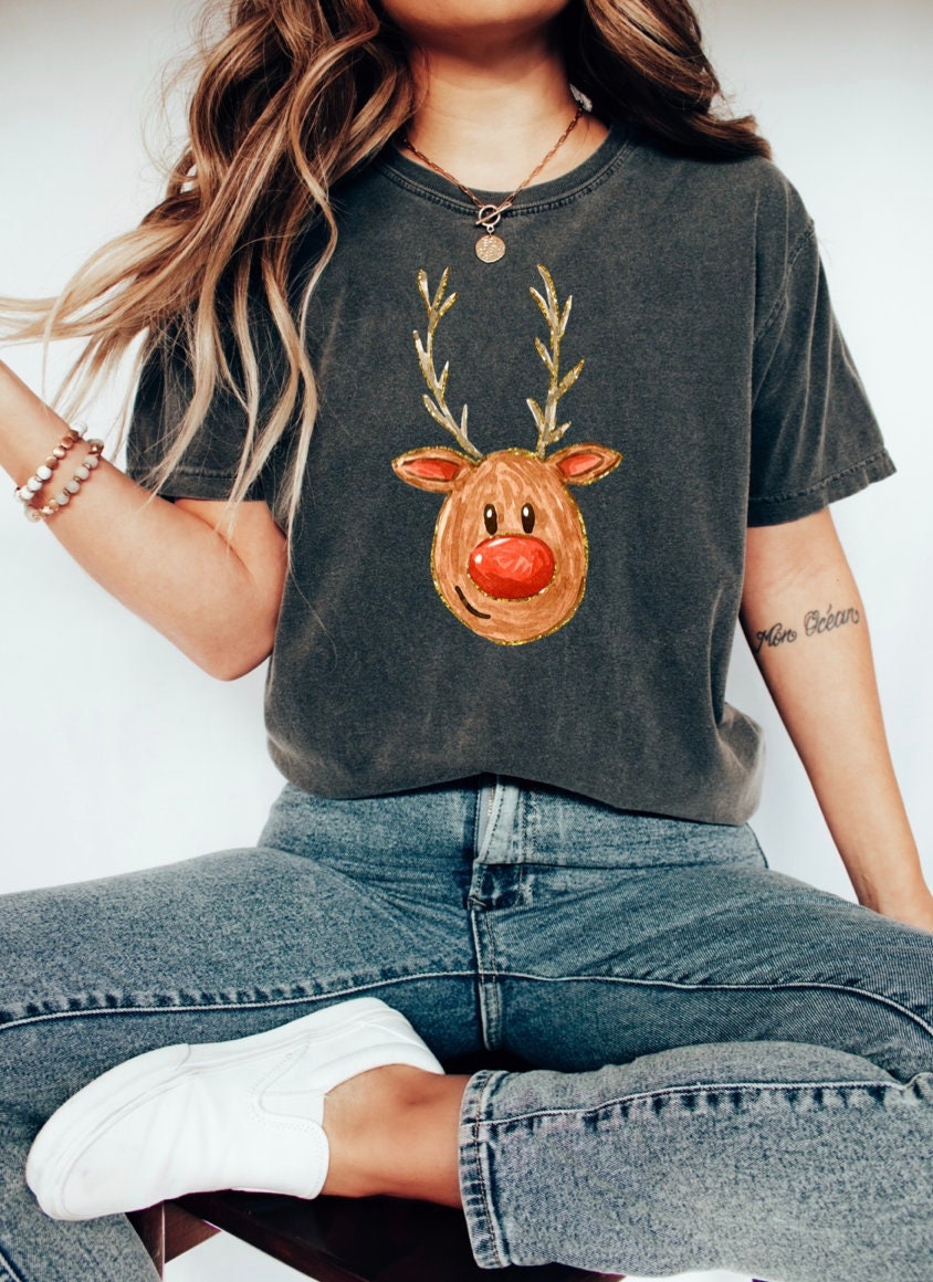 Cute Reindeer Christmas Shirt, Comfort Colors Shirt