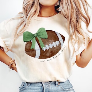 Comfort Colors® Cute Football Mom Shirt, Custom Mascot Bow Shirt, Coquette Bows School Spirit Tshirt, Cheer Mascot Tee, Football Team Jersey