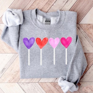Candy Heart Sweatshirt, Valentines Day Shirt for Women, Heart sucker shirt, Valentines Day Gift, Cute Love Shirt, Cute Valentine Graphic Tee