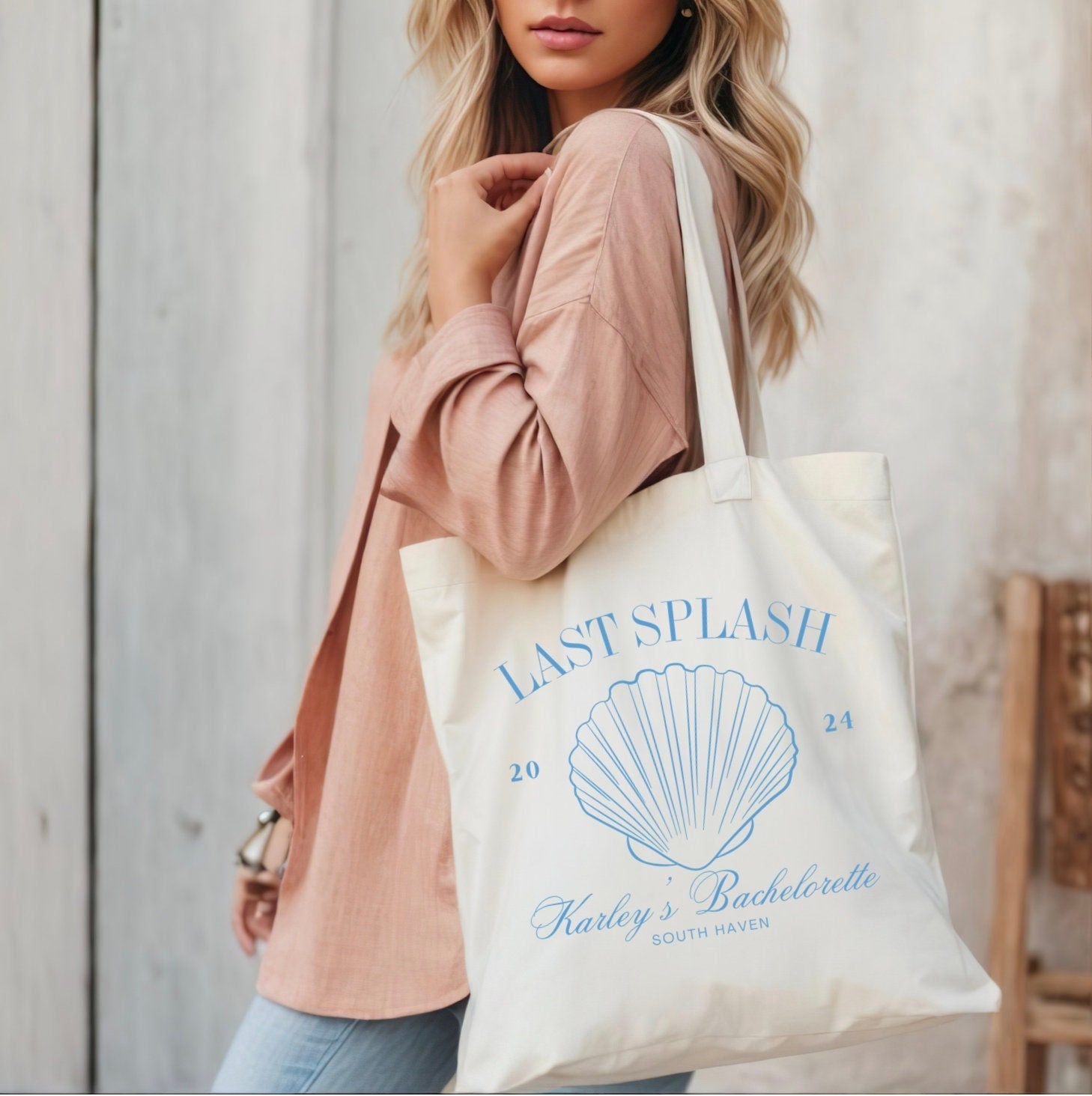 Last Splash Mermaid Bachelorette Tote Bag - Beach Bach Party Favor, Bag for Bridesmaid, Beach Tote, Bachelorette Party Favor Bags, Bride bag