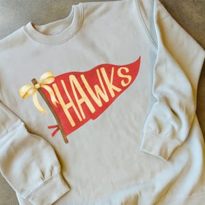 Custom School Spirit Pennant Flag Shirt, Personalized Team Mascot Sweatshirt, School Football Tee, Cheer mom crewneck, Sports Team Outfit