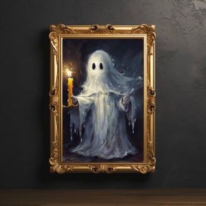 Ghost Holding A Candle Art Poster Print, Halloween Decor for Home, Dark ...