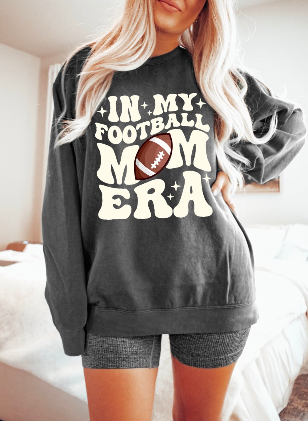 In My Football Mom Era Comfort Color Sweatshirt Cute Football - Etsy