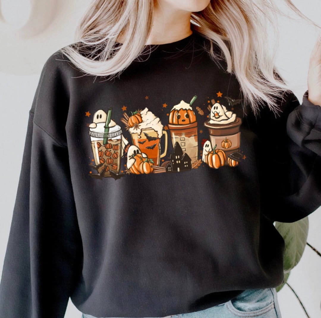Halloween Coffee Shirt Cute Fall Sweatshirt Coffee Lover Tee - Etsy