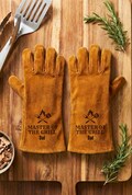Grilling Gifts for Men Personalized Leather Grill Gloves BBQ Smoker Gift for Dad Husband Chef Cooking Oven Mitts