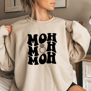 Maid Of Honor Sweatshirt, MOH Matron of Honor shirt, Bridesmaid proposal gifts, Wedding day Bridal shower t-shirt, Bachelorette party gift