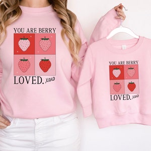 Women's Strawberry Shirt - Mommy and me outfits for Valentines Day - Matching Mama Valentine Shirt, Valentine Day Gift for Mom and Baby