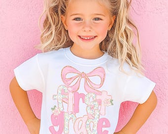 Custom Kids Name Back To School First Grade Shirt, Personalized Preppy 1st Grade Shirt for Girls, Elementary First Day Of School Outfit