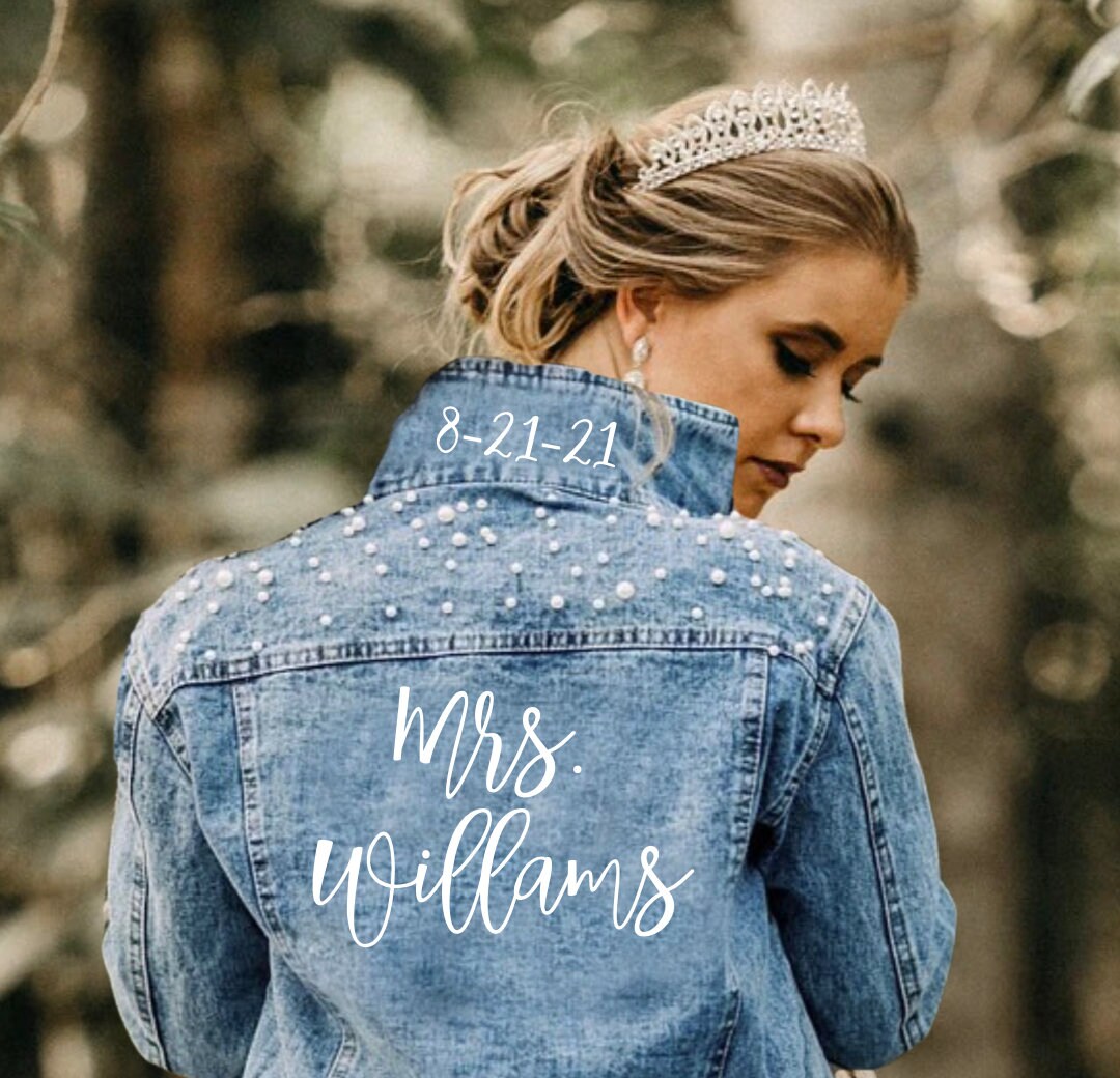 Pearl Jean Jacket Custom Wedding Bride 