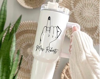 Personalized Mrs Tumbler 40 oz - Unique Engagement Gift for Bride, Custom Bridal Shower Gift, bride tumbler, Bride to Be Gift, wedding cup