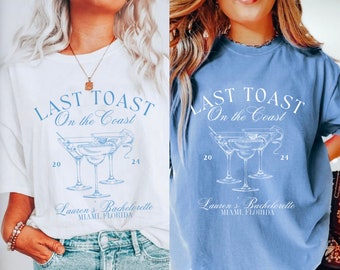 Beach Bachelorette Party Shirt, Last Toast on the Coast, Personalized Bachelorette Shirt, Custom Luxury Bachelorette, Social Club Bach Favor