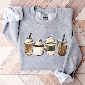 Coffee mug Sweatshirt, Coffee cup Sweater, But First Coffee, Coffee Latte Lover Gift, Iced Coffee Shirt, Womens Crewneck, cute coffee tee