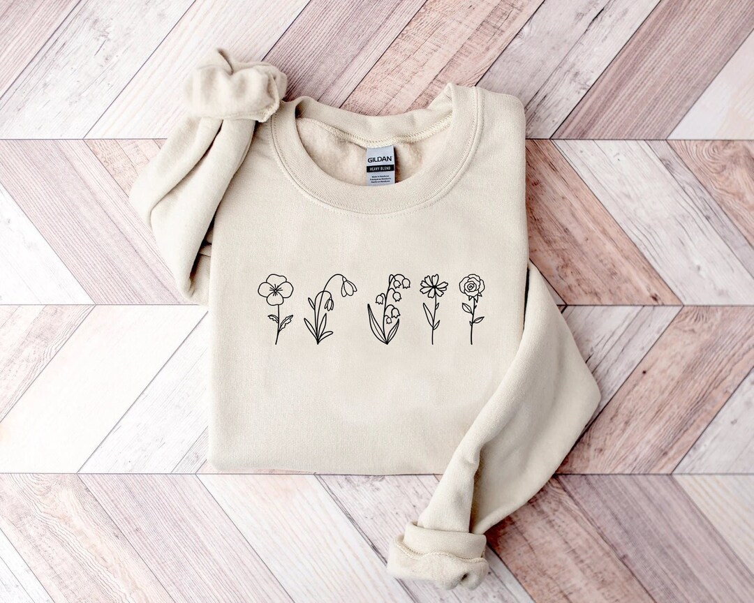 【GRAVER】23FW★ Line Flower Dot Embroidery Sweatshirt Flower dot embroidery sweatshirt - GRAVER | 60% - Asian