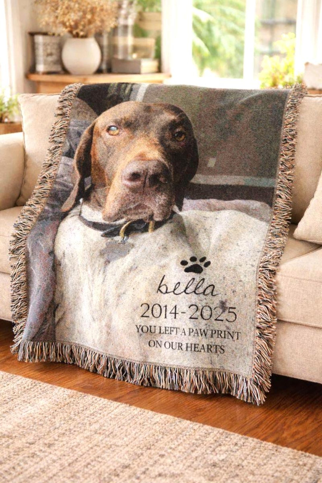 Personalized Pet Memorial Blanket - Custom Dog or Cat Photo Woven Throw ...