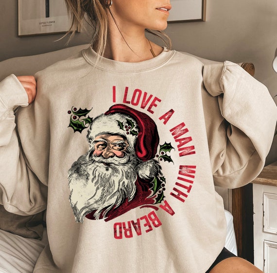 Women's Cute Christmas Santa Claus Jewel Art Crew Neck Sweatshirt 