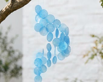 Muschel Windspiel handgefertigt, Boho Küsten Wandbehang, Meer Thema Fenster Dekoration, Beachy Veranda Balkon Klangspiel, Housewarming Geschenk