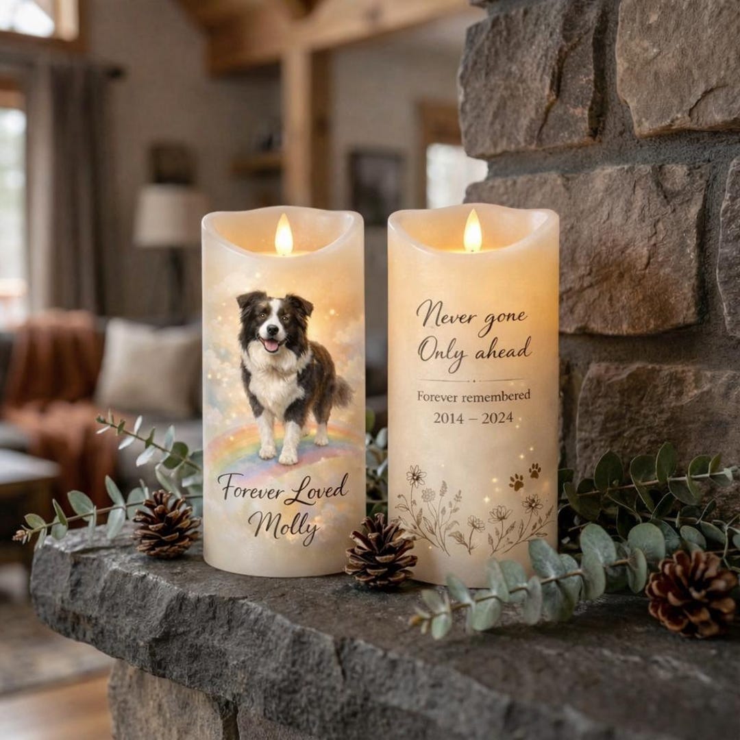 Custom Pet Memorial LED Candle, Personalized Photo Candle for Dog or ...