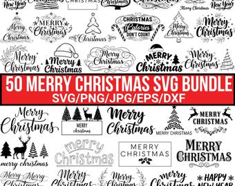 Merry Christmas Text Svg Bundle, Christmas Ornaments Svg, Winter Svg, Christmas Svg, Christmas Saying Svg, Christmas Quotes, Cut For Cricut