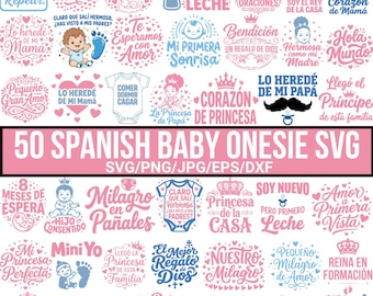 Spanish Baby Onesie SVG Bundle, Latino Phrases Svg, Cute Baby Saying, Baby Shower Svg, Baby Quote Png, Onesies Svg, Baby Newborn For Cricut