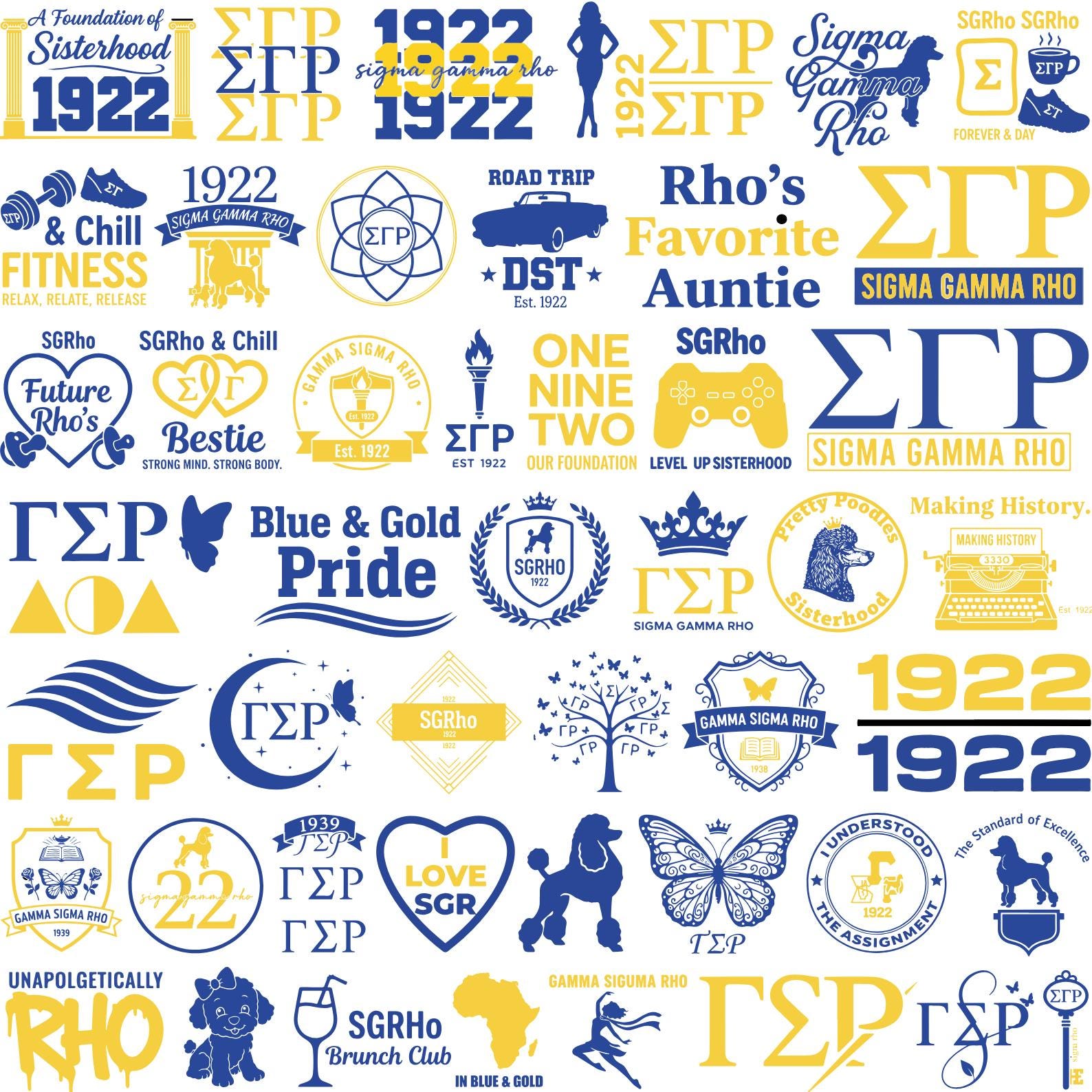 Sigma Gamma Rho SVG Bundle, Sorority Greek Letters, 1922 Designs Svg ...