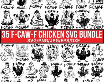 F-Caw-F Chicken SVG Bundle, Funny Screaming Chicken SVG, Trending Meme Png, Chicken Humor Svg, F-CAW-F Meme, Funny Chicken Humor for Cricut