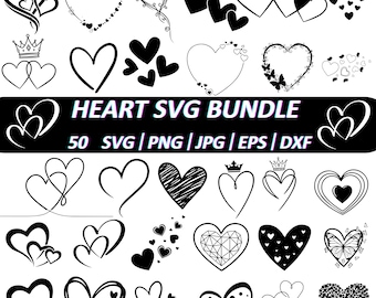 Pacchetto SVG di cuori, scarabocchio di cuori in formato SVG, cuore disegnato a mano in formato SVG, clipart di cuori, cuore di San Valentino in formato SVG, download istantaneo, amore in formato SVG, clipart di amore