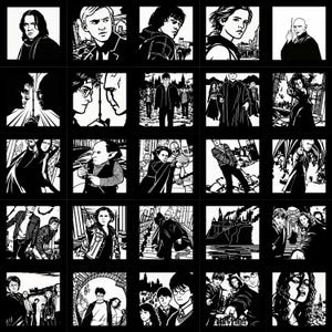 Harry Potter-paket, Svg, Dxf, Design för CNC, Laserskärning, Glowforge, Väggkonst