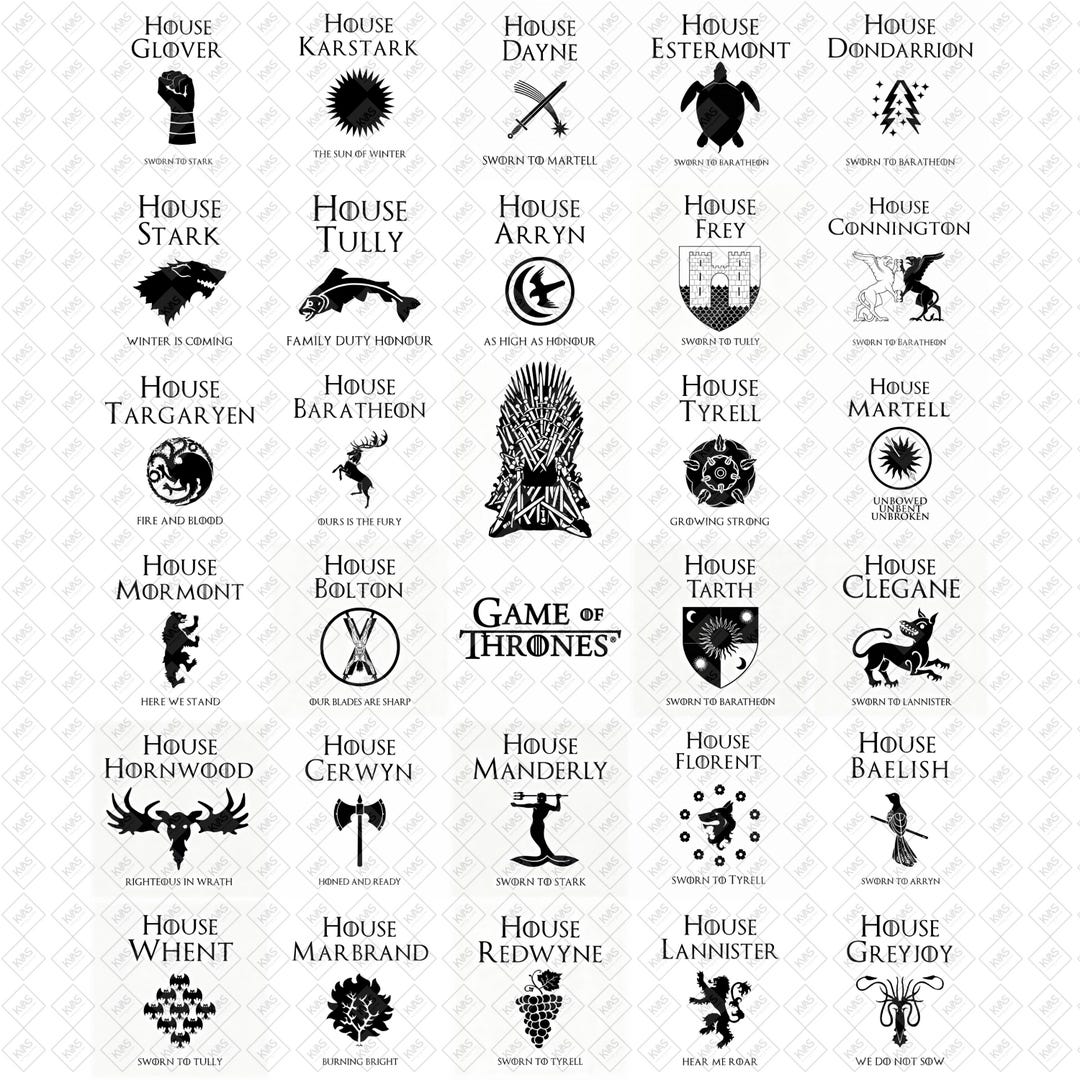 Game Of Thrones, t-shirt con i loghi delle 4 casate, Lannister Stark Targaryen Baratheon, con licenza nero L