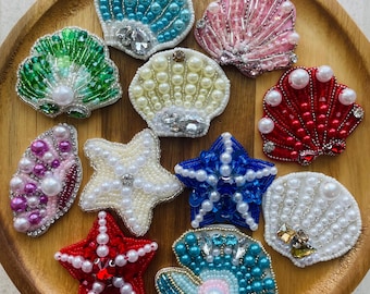 Seashell & Seestern Aufnäher - Aufnäher zum Thema Meer - Jacke oder Kinderkostüm Dekoration