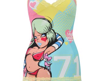 Fafi-inspired Graphic Mini Dress | Y2K Pastel Lace Trim - Etsy