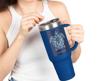 Floral Mandala Sea Turtle Travel Mug | 40oz Insulated Tumbler