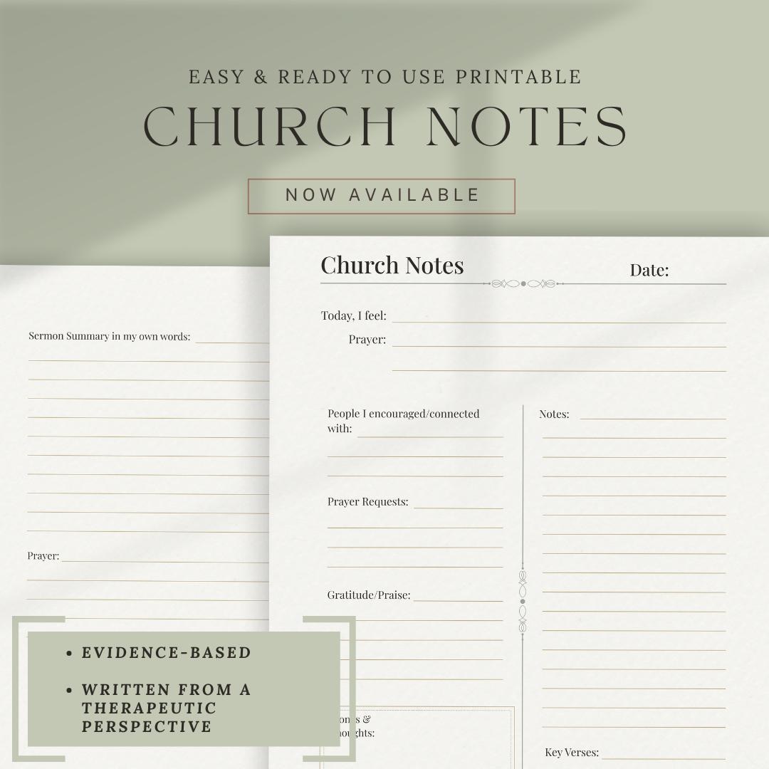 Church Notes Printable | Sermon Notes Page | Faith Planner | Christian ...