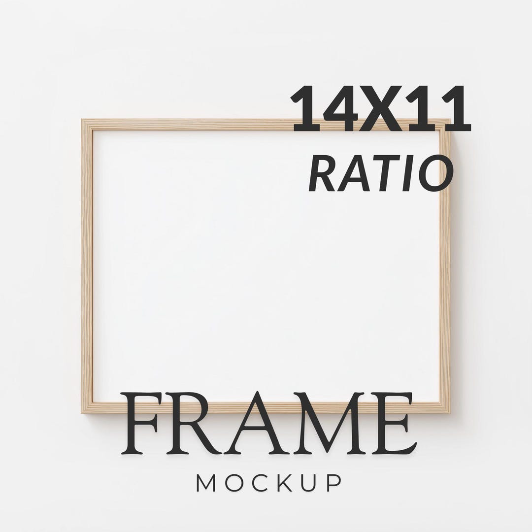 14x11 Picture Frame Example 14x11 Horizontal Thin Wood Frame Mockup, Minimal Wall Art Mockup, Clean ...