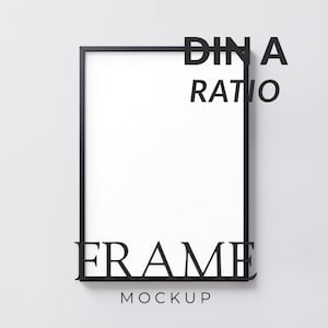 Maquette de cadre noir au rapport DIN A, cadre minimaliste pour poster mural, maquette de cadre vertical simple, objet intelligent inclus, PSD + JPG