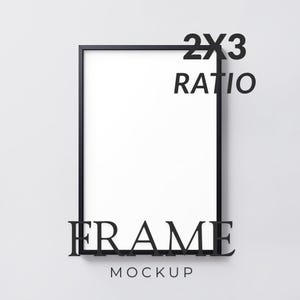 2x3 Black Frame Mockup , Minimal Wall Mounted Poster Frame, Simple Vertical Frame Mockup, Smart Object Included, PSD + JPG