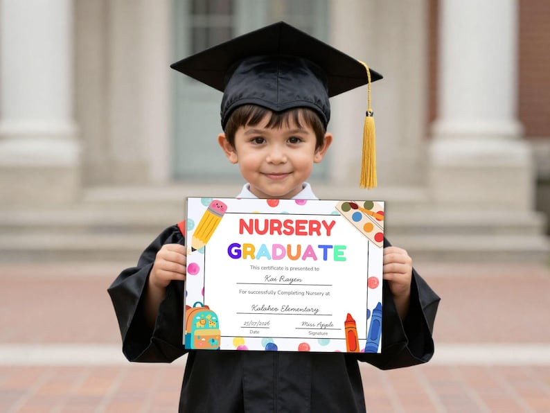 Editable Nursery Graduation Certificate, Graduation Certificate for ...