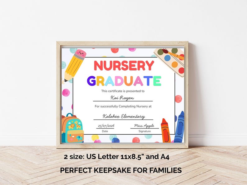 Editable Nursery Graduation Certificate, Graduation Certificate for ...