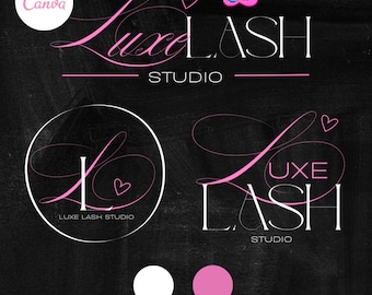 Lash Logo Bundle | 3 Canva Logo Templates | Luxe Lash Studio Logo Set | Editable Beauty Brand Logos