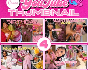 Pink Lifestyle Vlog YouTube Thumbnails | Canva Templates (4)