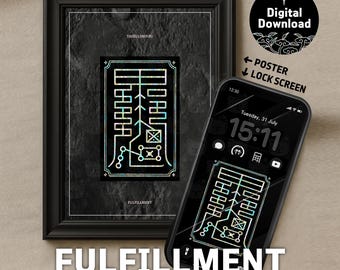 Fulfillment Talisman | Korean Moon Wish Art | Mother of Pearl Digital Download Poster & Lock Screen