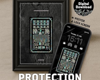 Protection Talisman | Korean Bujeok | Holographic Lucky Charm | Poster + Lock Screen
